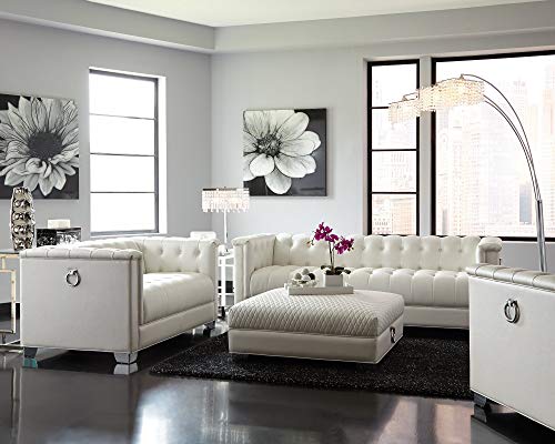 Chaviano 33" Pearl Leatherette Tufted Chair