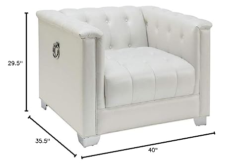 Chaviano 33" Pearl Leatherette Tufted Chair