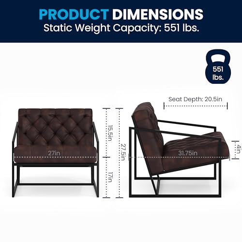 Retro Tufted Leather Lounge Chair for Home Decor