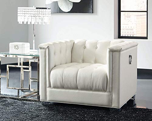 Chaviano 33" Pearl Leatherette Tufted Chair