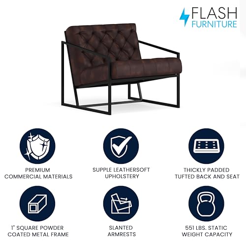 Retro Tufted Leather Lounge Chair for Home Decor