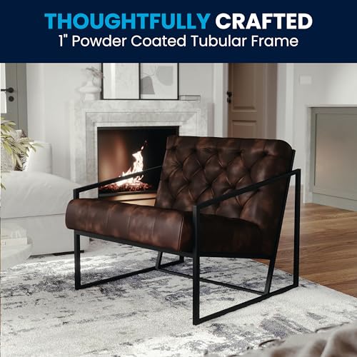 Retro Tufted Leather Lounge Chair for Home Decor