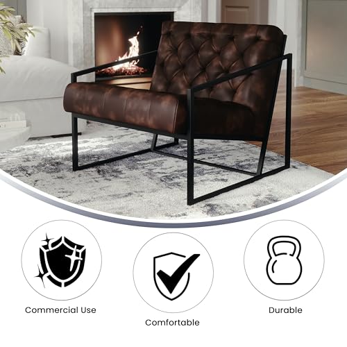 Retro Tufted Leather Lounge Chair for Home Decor