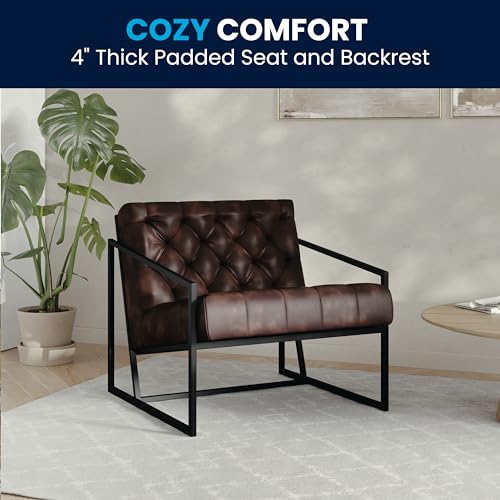 Retro Tufted Leather Lounge Chair for Home Decor