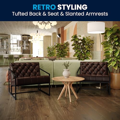 Retro Tufted Leather Lounge Chair for Home Decor
