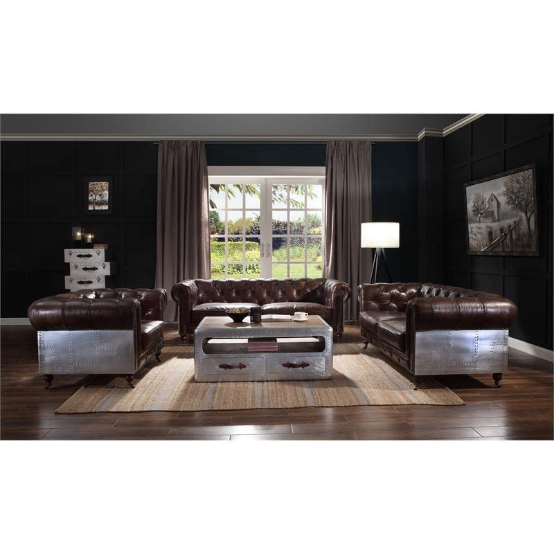 Vintage Brown Button Tufted Leather Chair