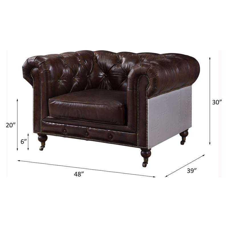 Vintage Brown Button Tufted Leather Chair