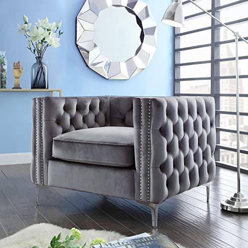 Giovanni Modern Velvet Club Chair with Nail Heads