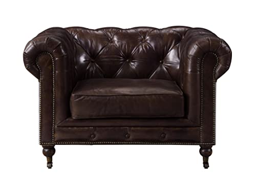Vintage Brown Button Tufted Leather Chair