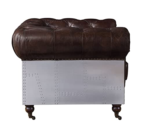 Vintage Brown Button Tufted Leather Chair