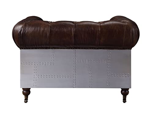 Vintage Brown Button Tufted Leather Chair