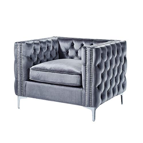Giovanni Modern Velvet Club Chair with Nail Heads