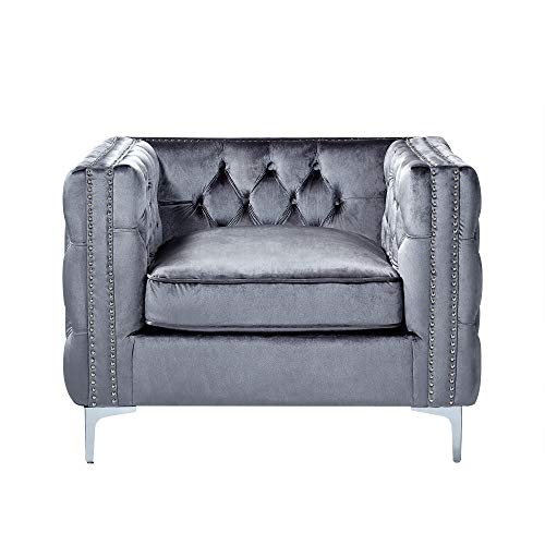 Giovanni Modern Velvet Club Chair with Nail Heads