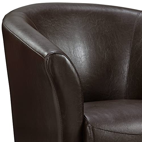Brown Faux Leather Swivel Accent Club Chair