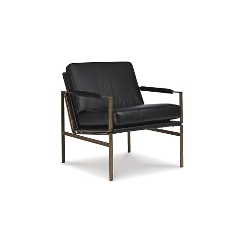 Mid-Century Modern Black Leather Accent Chair