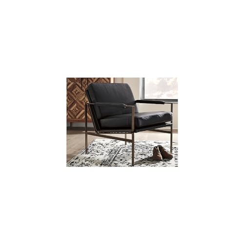 Mid-Century Modern Black Leather Accent Chair