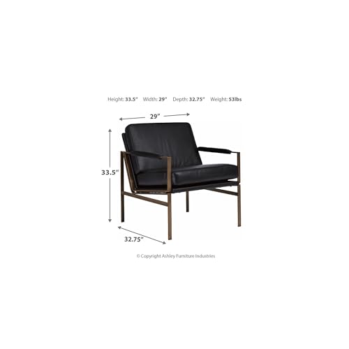 Mid-Century Modern Black Leather Accent Chair