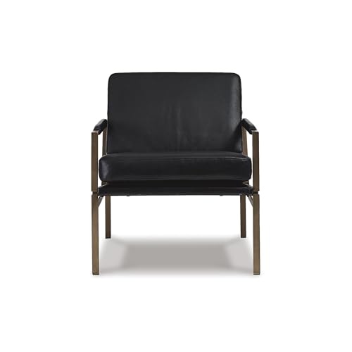 Mid-Century Modern Black Leather Accent Chair