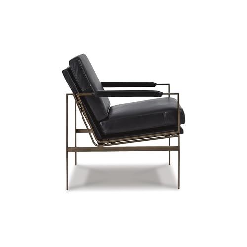 Mid-Century Modern Black Leather Accent Chair