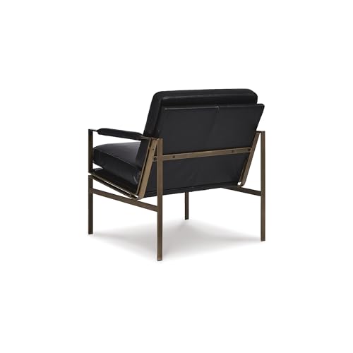 Mid-Century Modern Black Leather Accent Chair