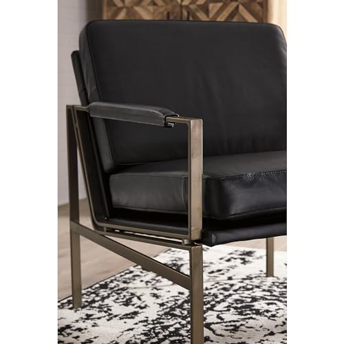 Mid-Century Modern Black Leather Accent Chair