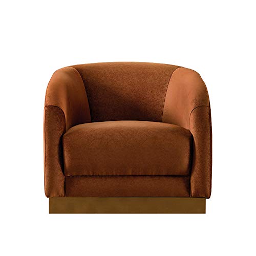 Mid-Century Velvet Accent Chair in Tangerine