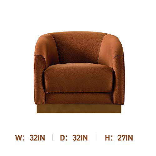 Mid-Century Velvet Accent Chair in Tangerine