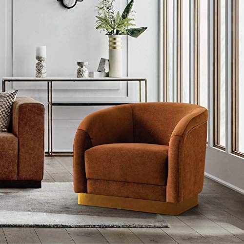 Mid-Century Velvet Accent Chair in Tangerine