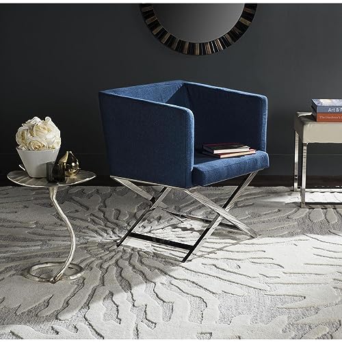 Celine White & Chrome Modern Glam Cross Leg Chair
