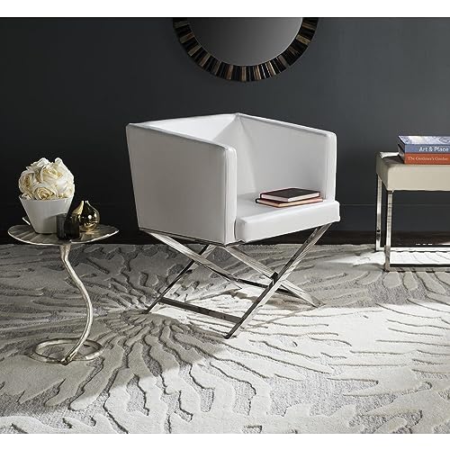 Celine White & Chrome Modern Glam Cross Leg Chair