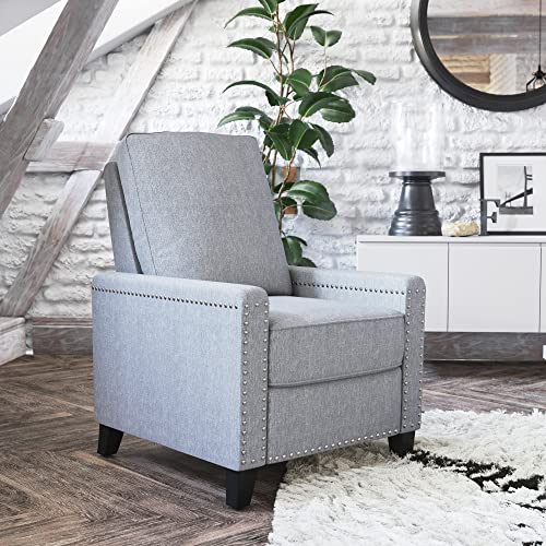 Light Gray Transitional Push Back Recliner Chair