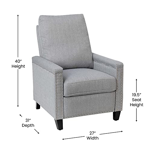 Light Gray Transitional Push Back Recliner Chair