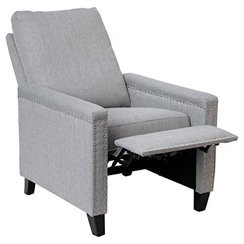 Light Gray Transitional Push Back Recliner Chair