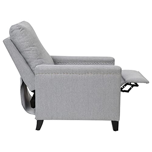 Light Gray Transitional Push Back Recliner Chair