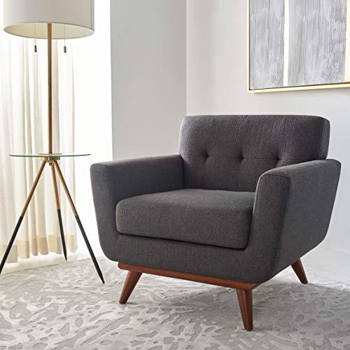 Mid-Century Slate Grey Tufted Arm Chair