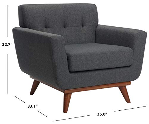 Mid-Century Slate Grey Tufted Arm Chair
