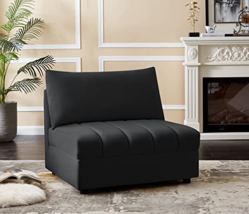 Jacob Collection Velvet Modular Armless Chair - Black