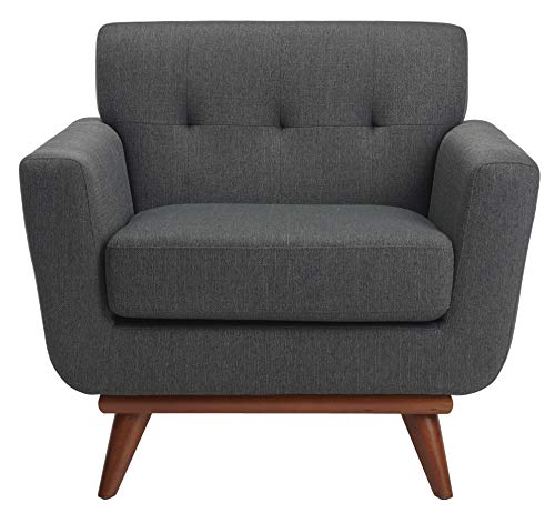Mid-Century Slate Grey Tufted Arm Chair