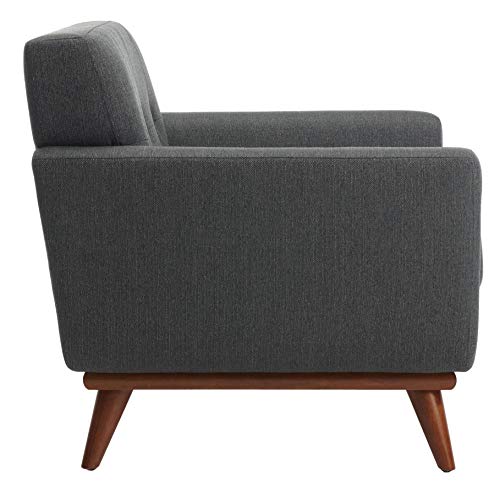Mid-Century Slate Grey Tufted Arm Chair