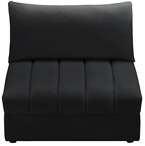 Jacob Collection Velvet Modular Armless Chair - Black