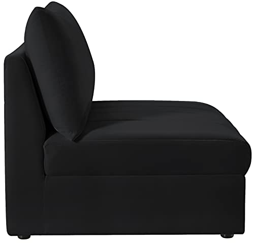 Jacob Collection Velvet Modular Armless Chair - Black