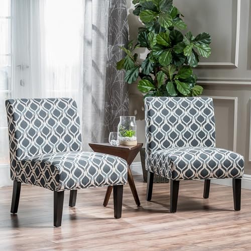 Blue Navy Fabric Accent Chairs - 2-Piece Set