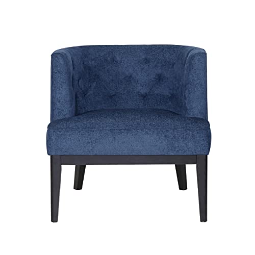 Navy Blue & Dark Brown Clough Accent Chair
