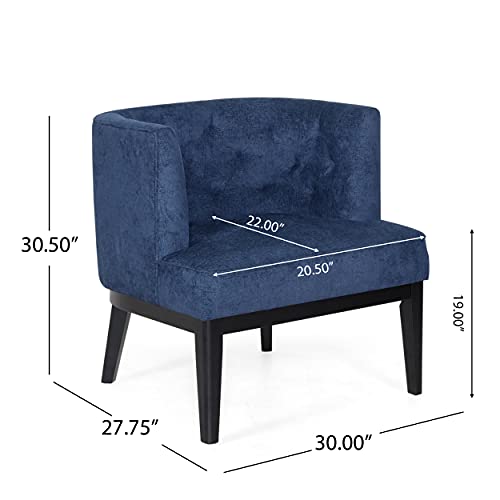 Navy Blue & Dark Brown Clough Accent Chair