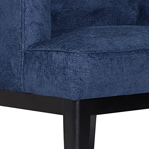Navy Blue & Dark Brown Clough Accent Chair