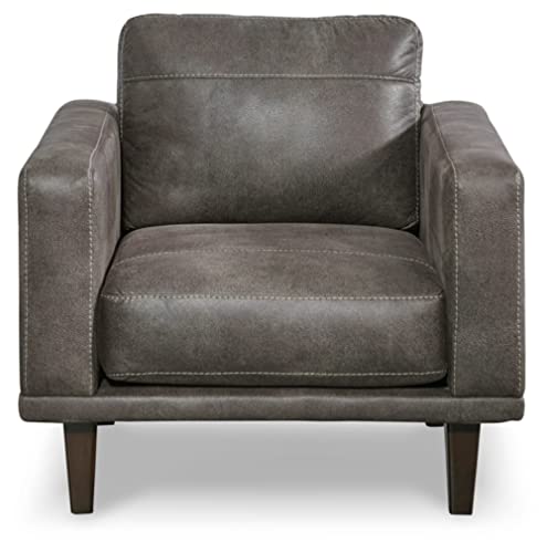 Mid Century Modern Dark Gray Faux Leather Chair