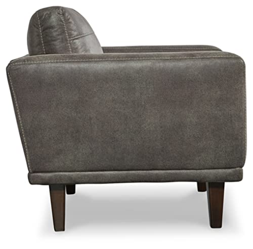 Mid Century Modern Dark Gray Faux Leather Chair