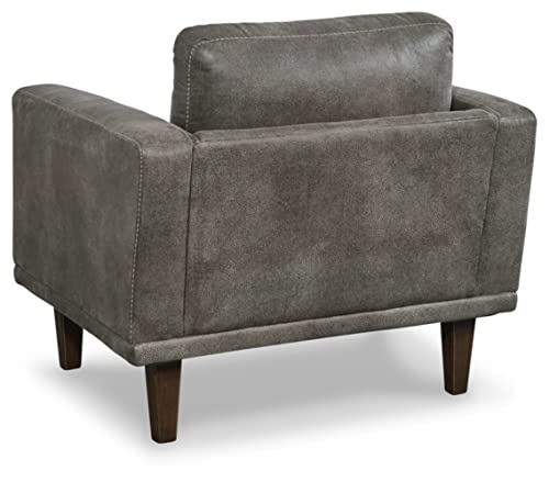 Mid Century Modern Dark Gray Faux Leather Chair