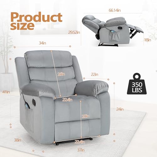 Grey Massage Recliner Chair with Remote Control
