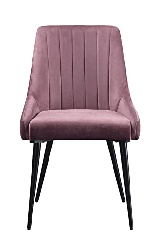 Pink and Black Tufted Fabric Side Chairs - Set of 2